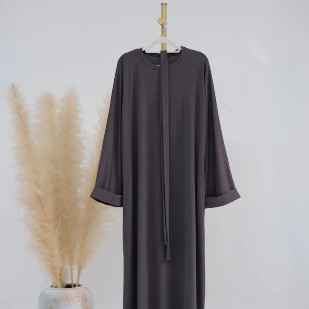 Corduroy Abaya - Grey